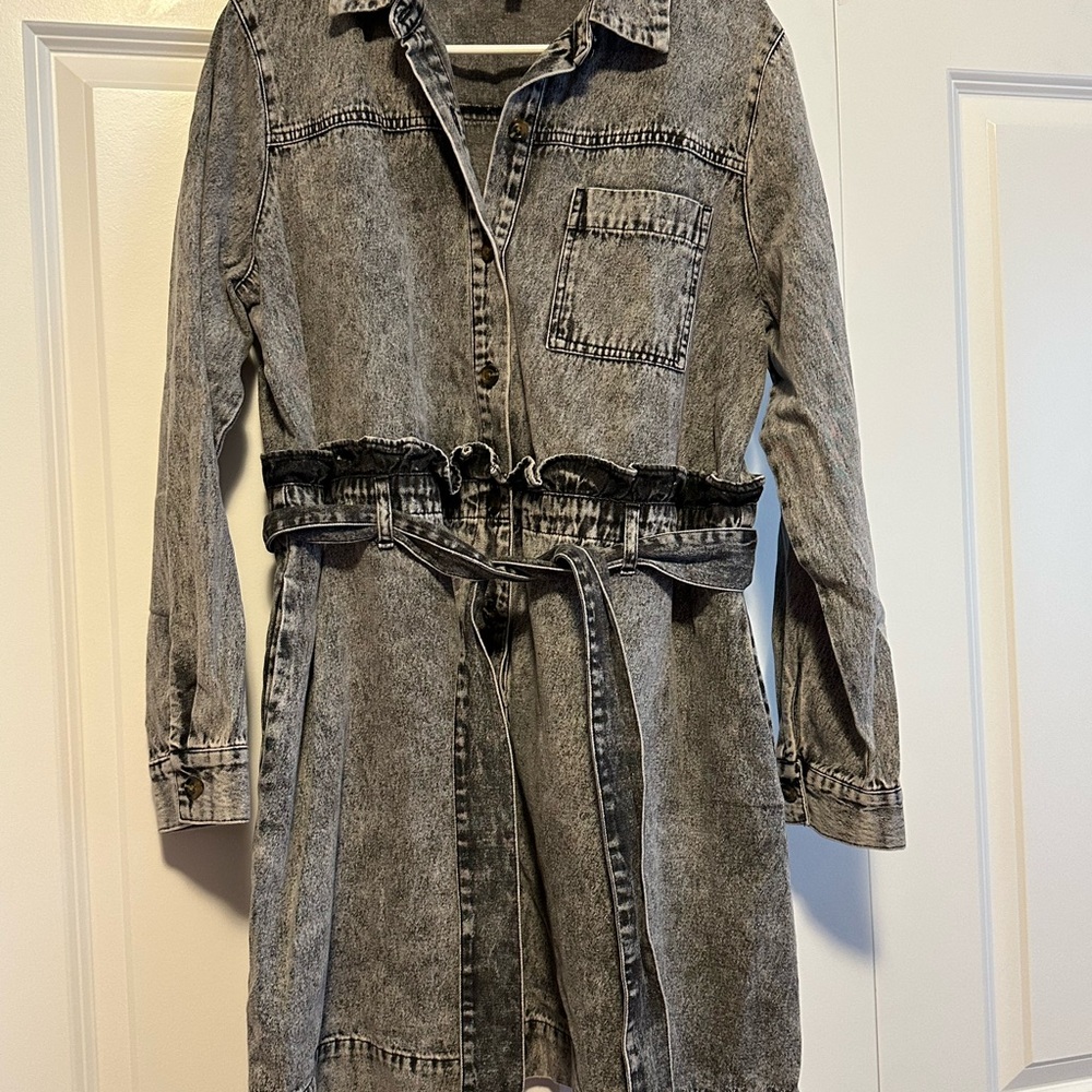 WHO WHAT WEAR Denim Long-Sleeve Dress